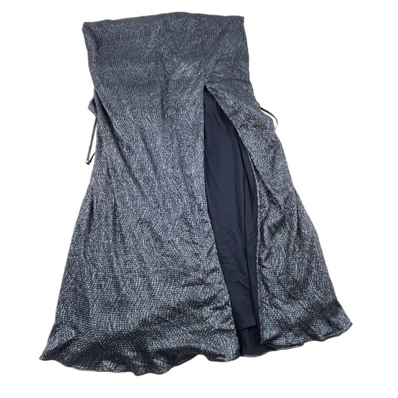 NWT Dessy Collection 8 Vivian Diamond Metallic Textured Evening Women Blue Dress - Picture 3 of 9